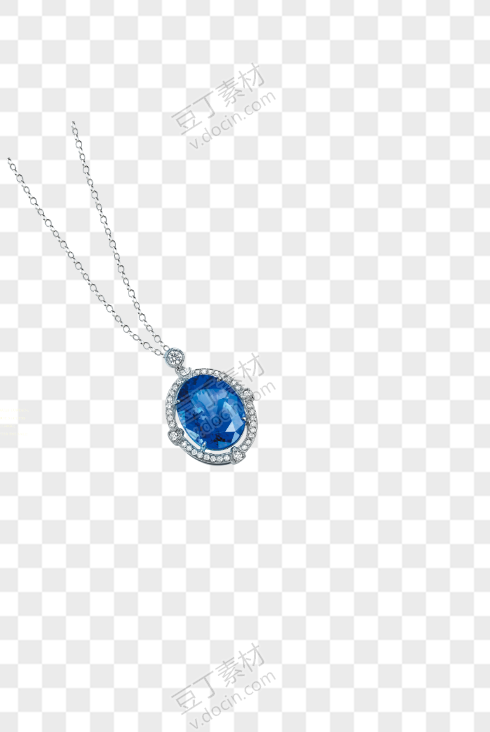蓝色宝石纯银项链