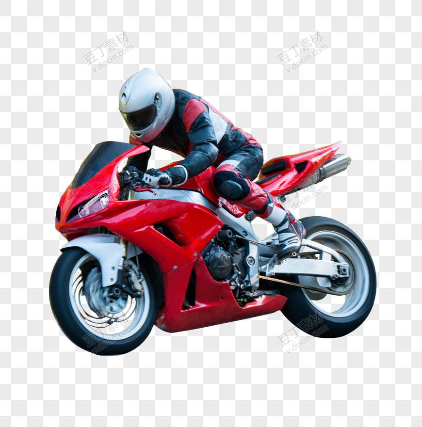 骑红色摩托车的人