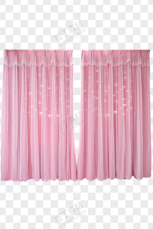 韩式粉色星星窗帘