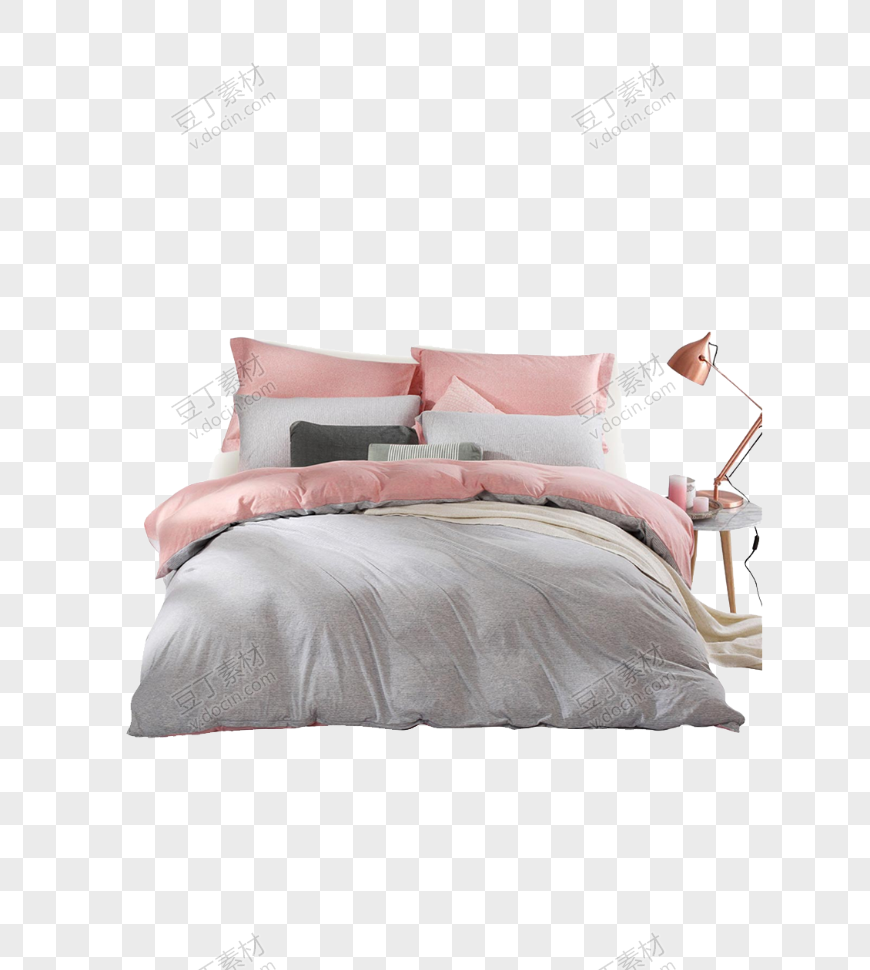 粉色双人床