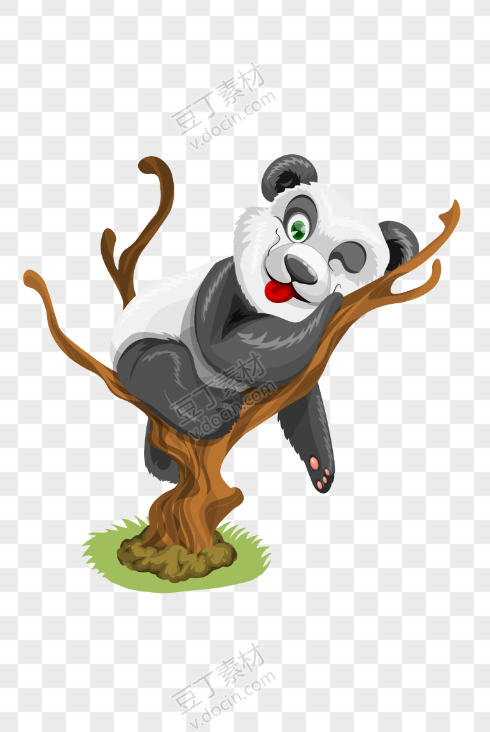 趴在树枝上的熊猫