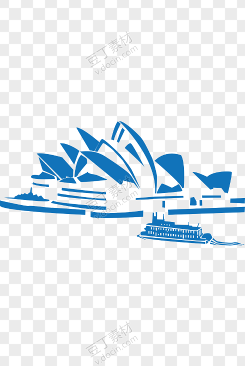 蓝色手绘悉尼歌剧院