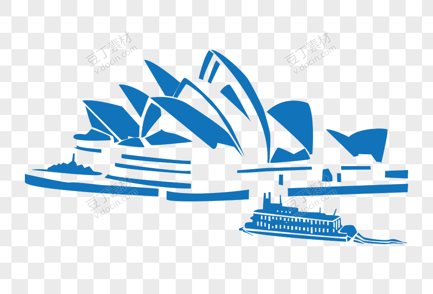 蓝色手绘悉尼歌剧院