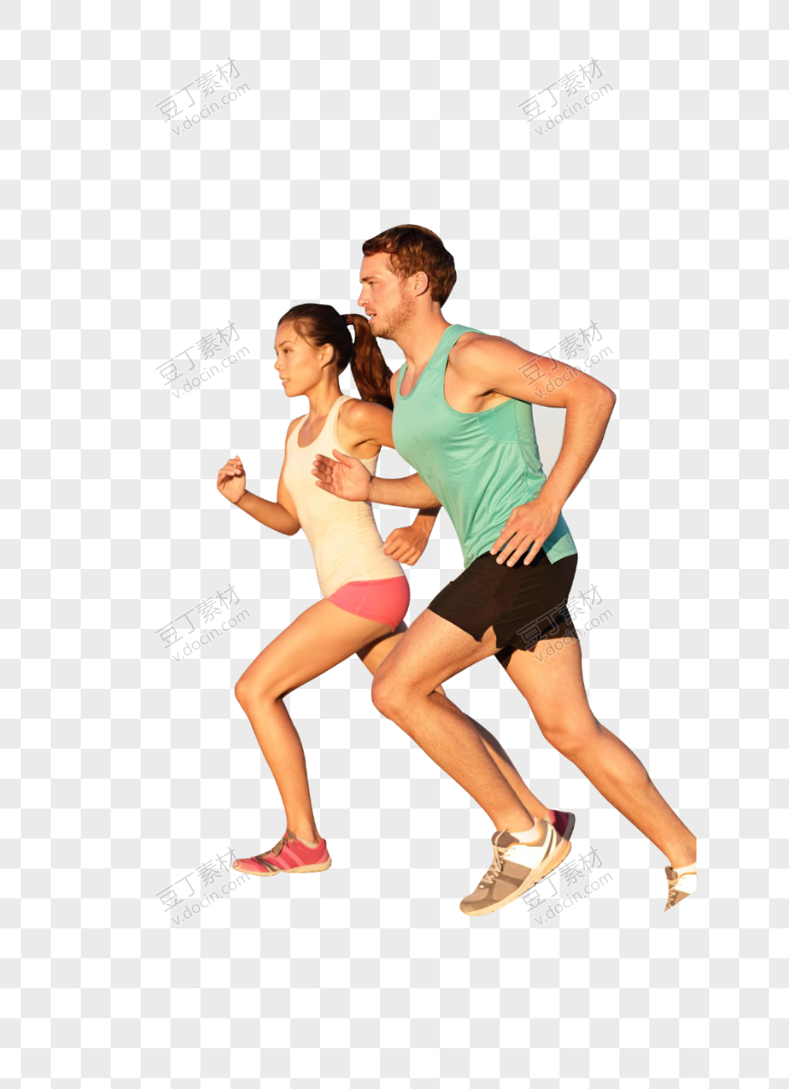 男女日常锻炼跑步照