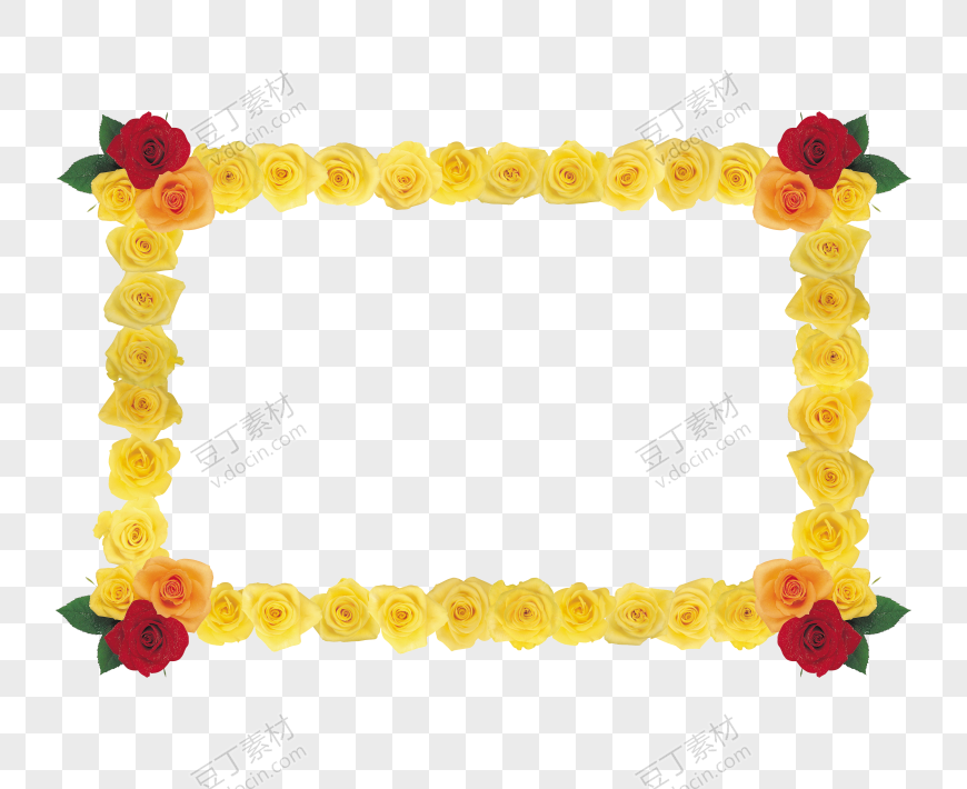 黄色花朵红色花点缀花框