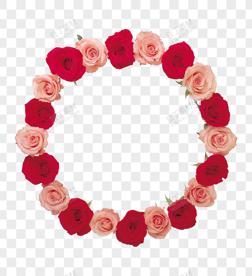 红粉月季圆形花环