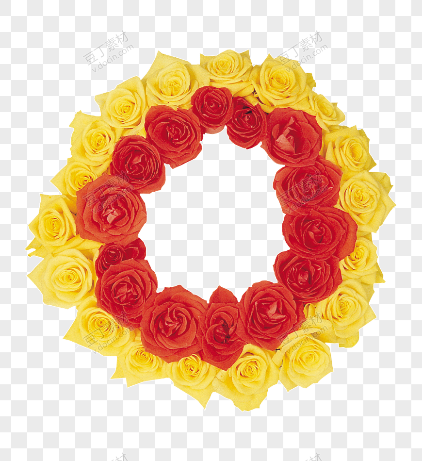 红黄搭配紧凑圆形花环