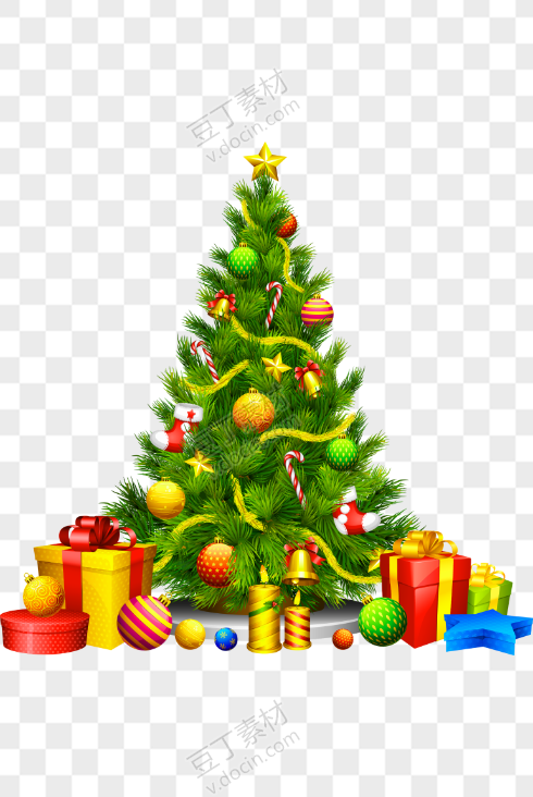 挂着礼物装饰的圣诞树