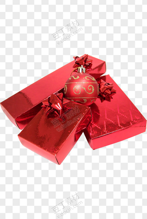 红色包装纸圣诞礼盒