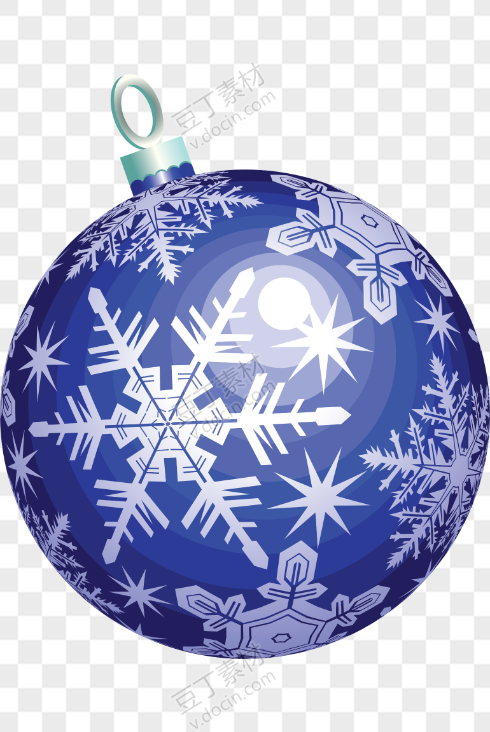 印着雪花的蓝色圣诞球