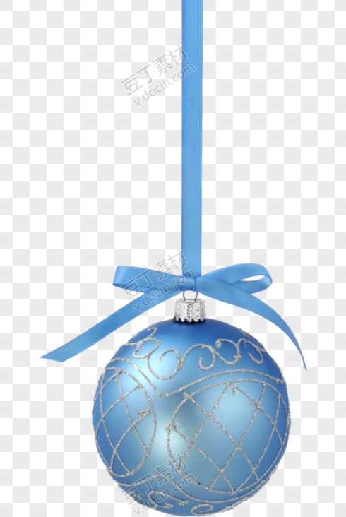 蓝色绸带圣诞球