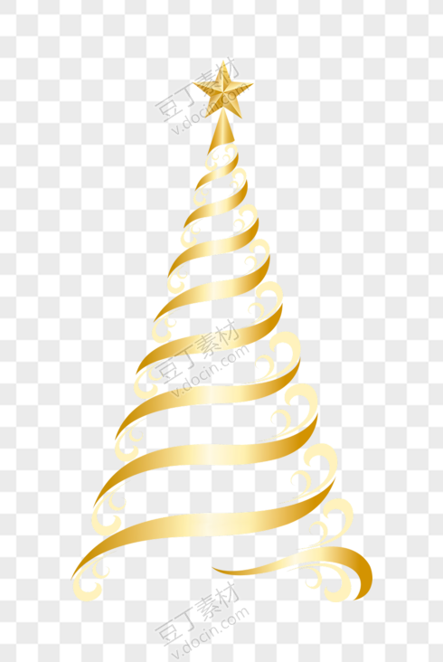 金色彩带圣诞树