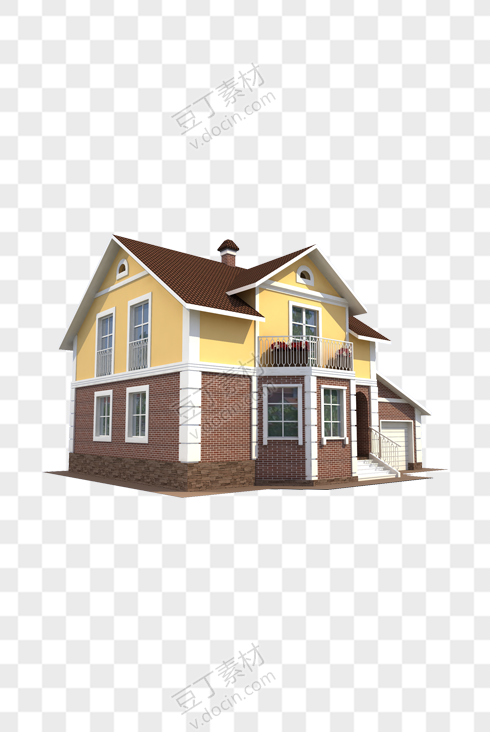 立体黄棕色小房子