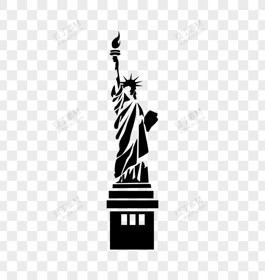 纽约自由女神像剪影