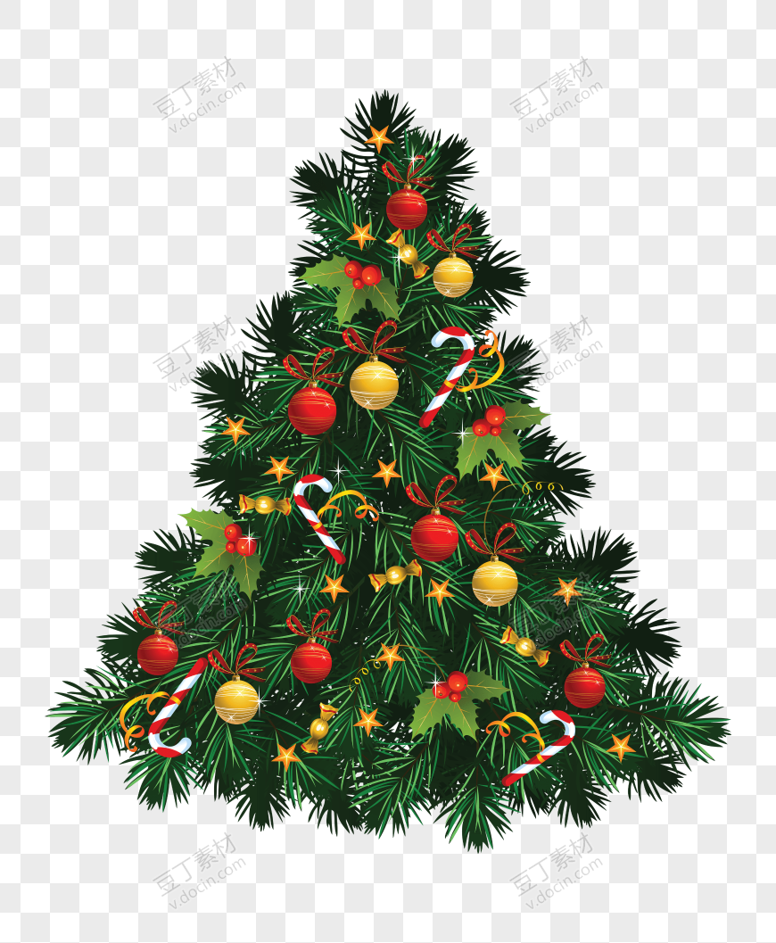 挂满饰品的圣诞节松树