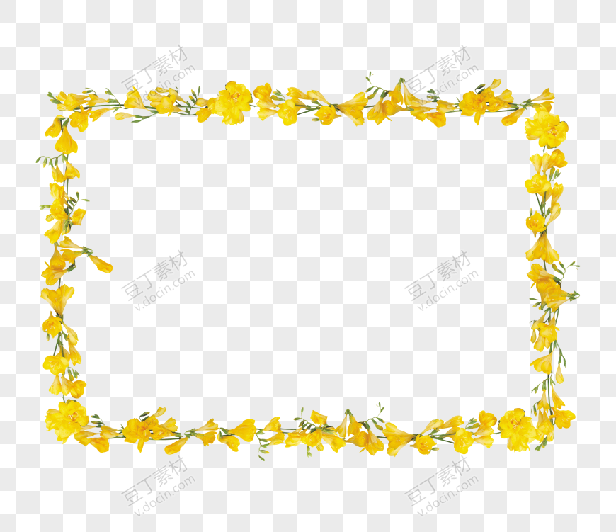 淡黄色花环元素