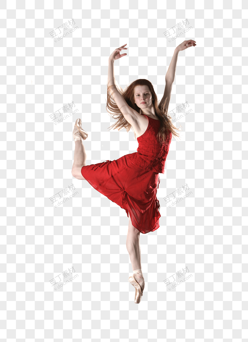 红衣女孩练习芭蕾