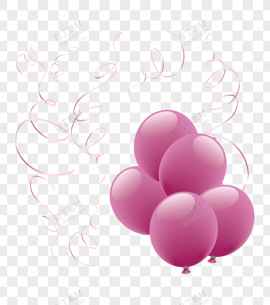 粉丝带围绕的粉色气球
