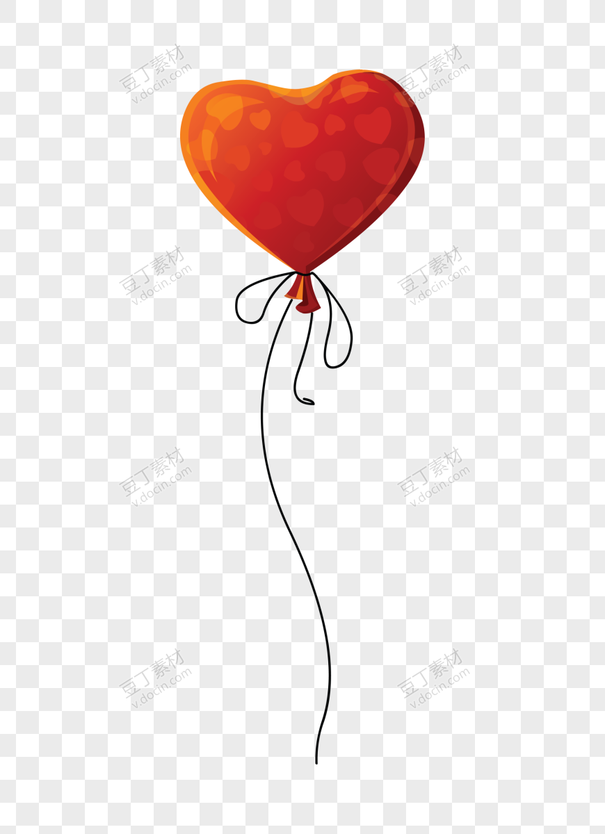 升空的红色心形气球