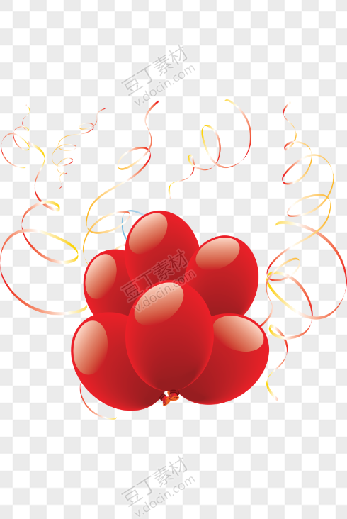 红丝带围绕的红色气球