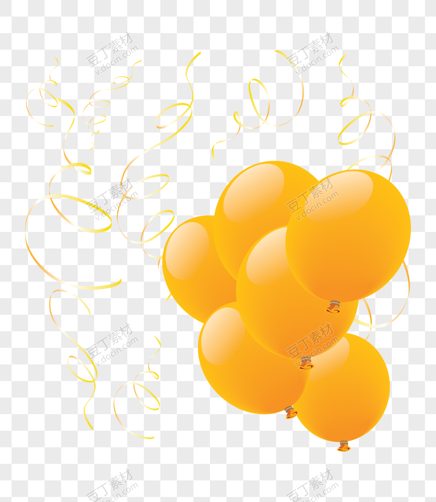 黄丝带围绕的黄色气球