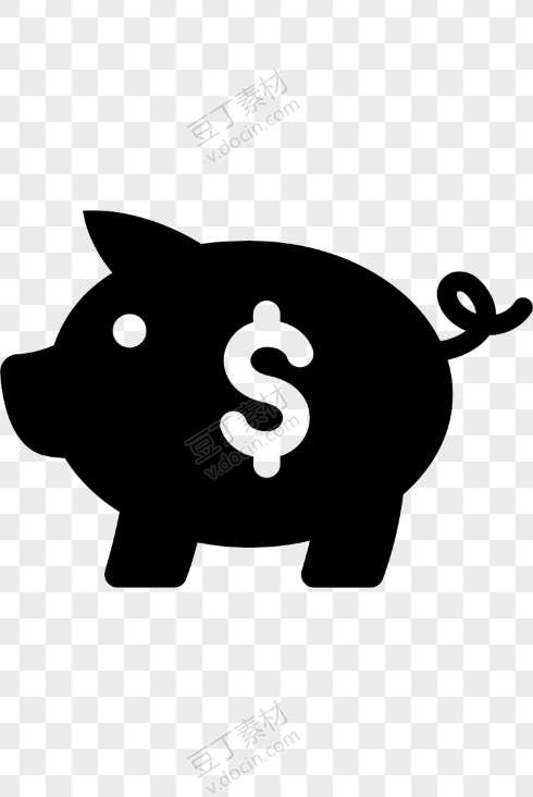 小猪储钱罐卡通剪影