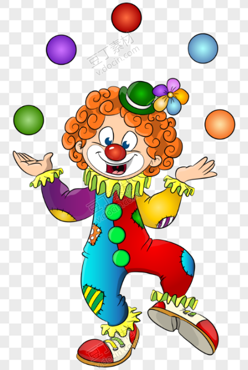 小丑表演扔彩色球