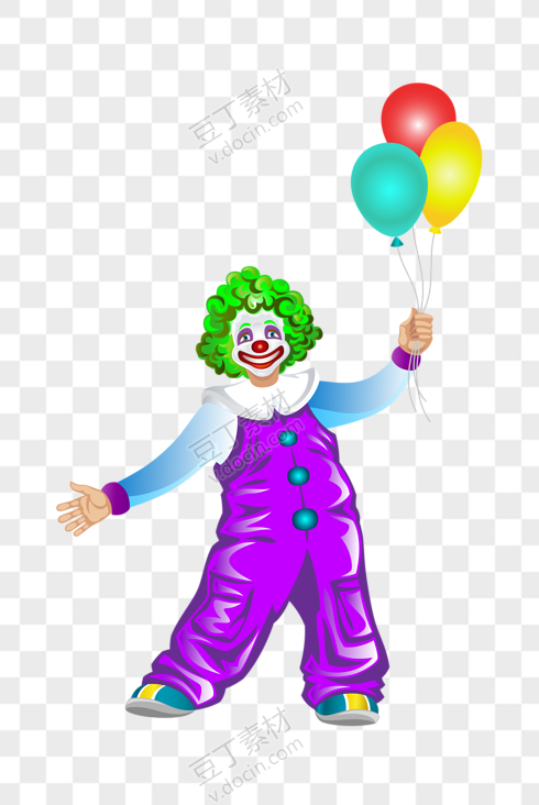 小丑手拿彩色气球