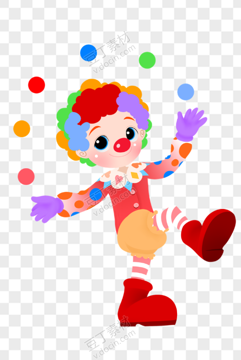 小丑表演扔彩色球