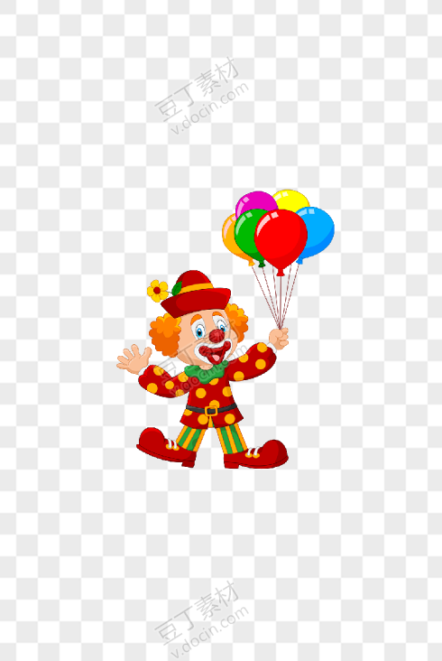 小丑手拿彩色气球