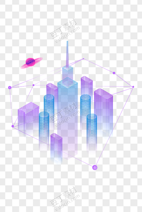 紫色科技城市建筑