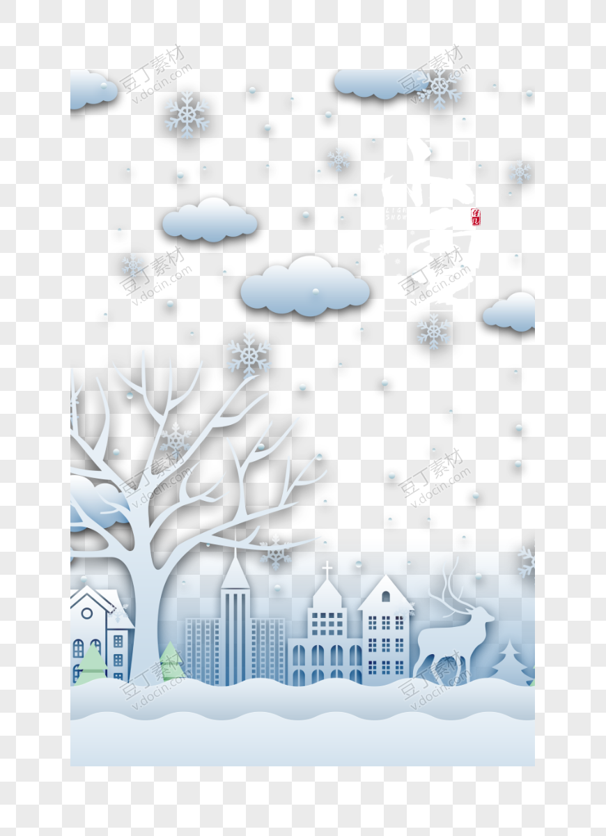冬天城市背景剪影