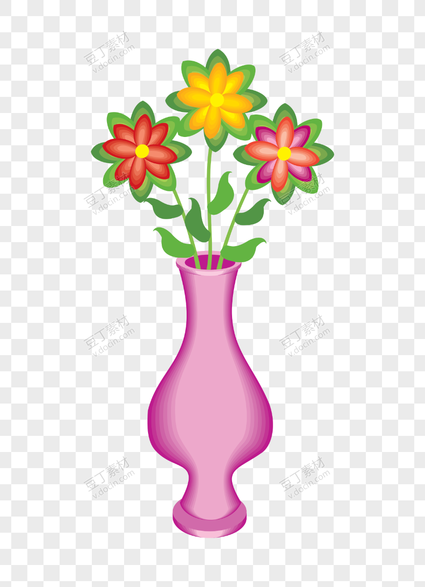 手绘仿真粉色插花花瓶