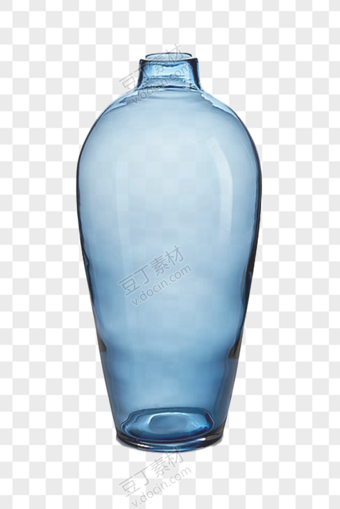 深蓝色玻璃质感透明花瓶