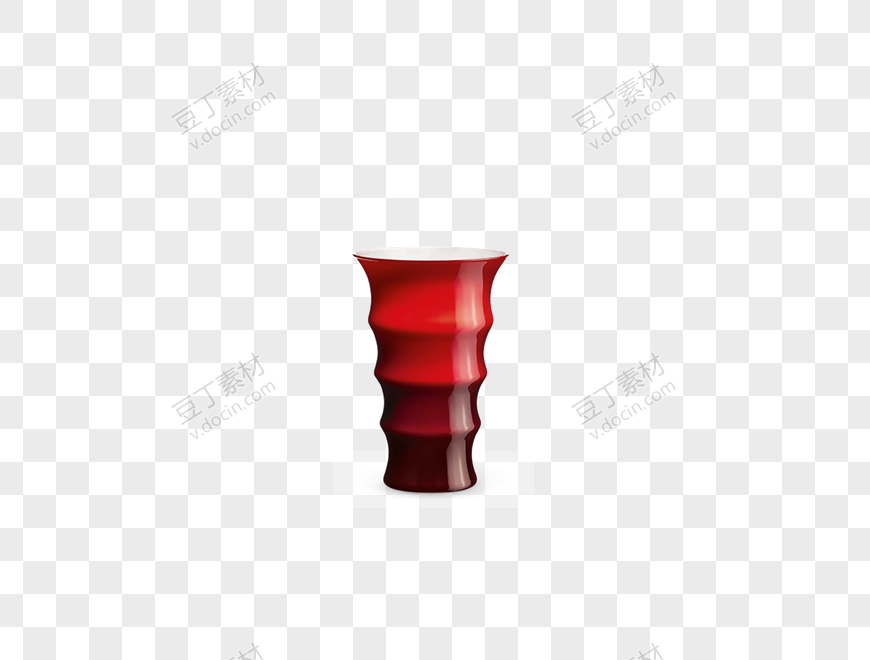 红色螺纹广口花瓶