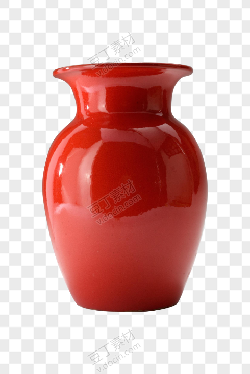 红色广口花瓶