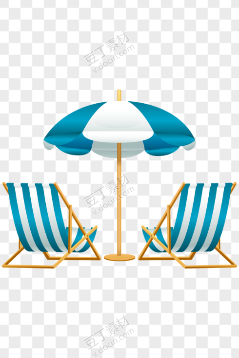 蓝白条纹海洋风遮阳伞躺椅