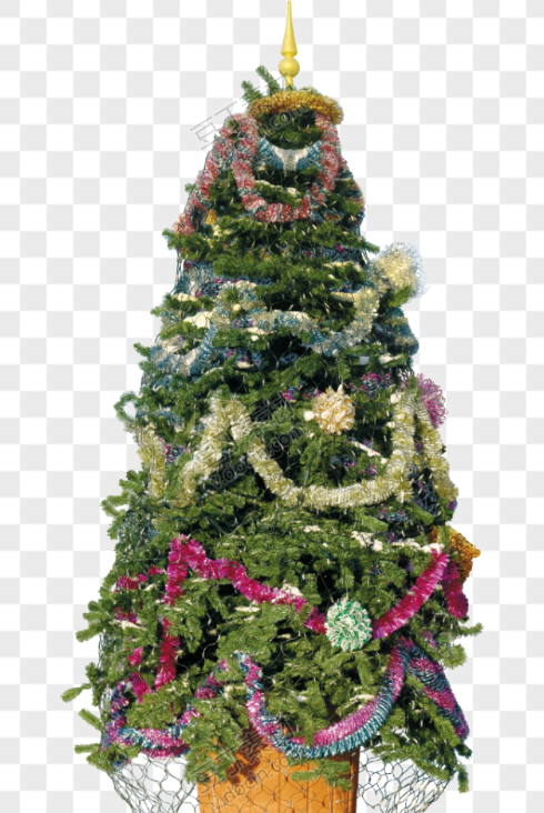 彩条装饰圣诞树