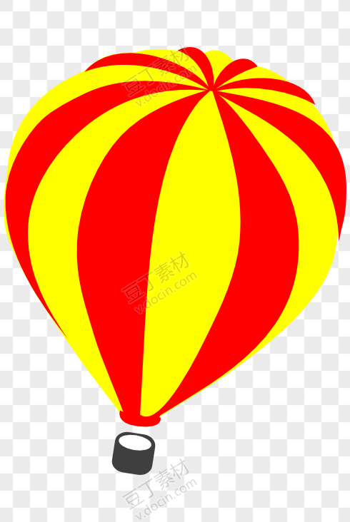 卡通红黄拼色热气球
