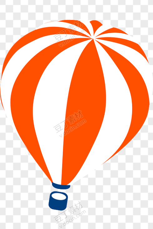 卡通橙白色热气球