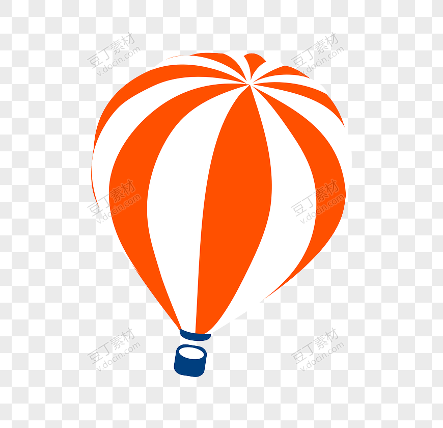 卡通橙白色热气球