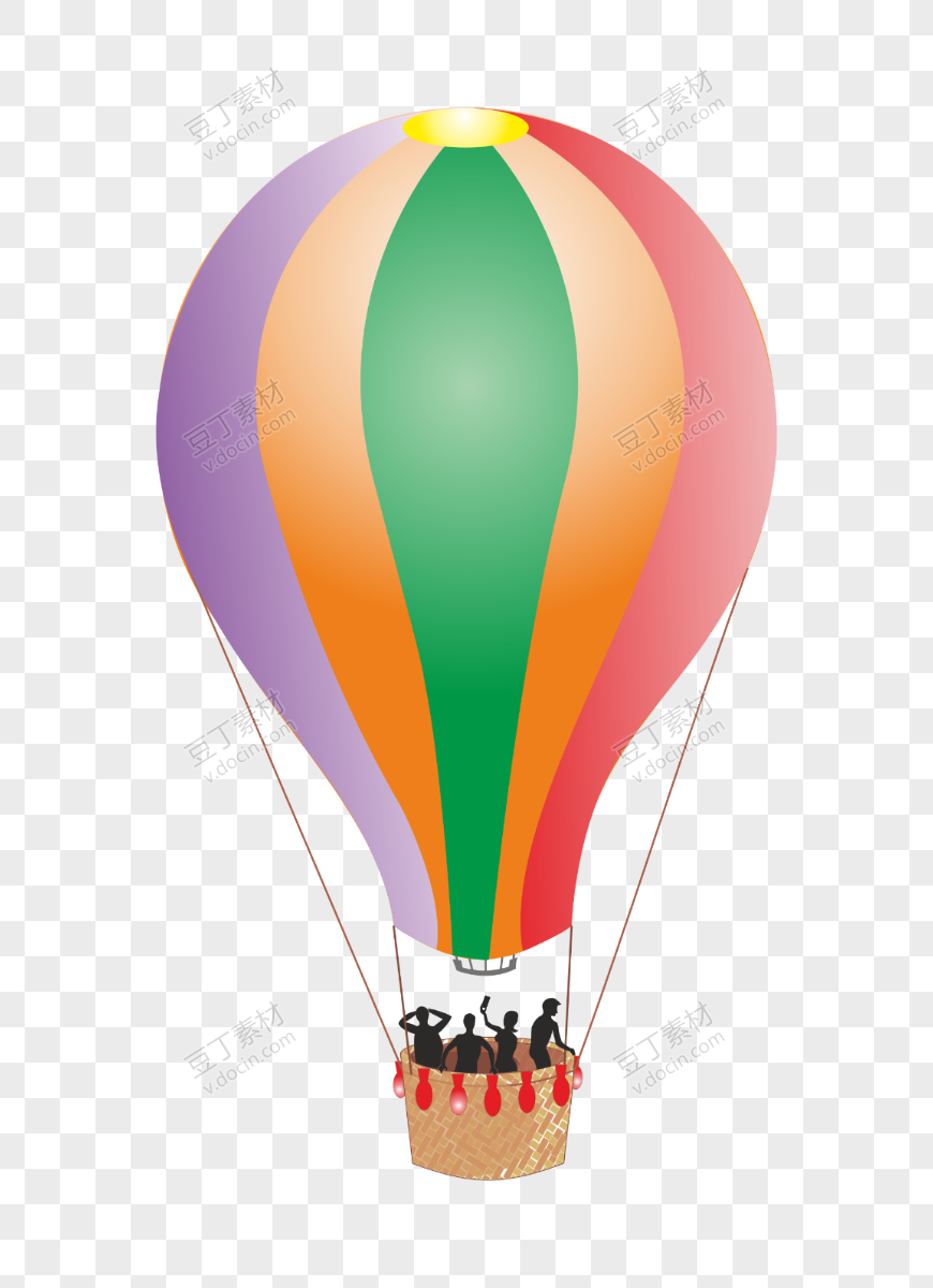 卡通彩色载人热气球