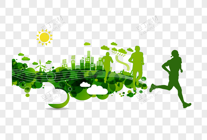 健康运动绿色跑酷元素图