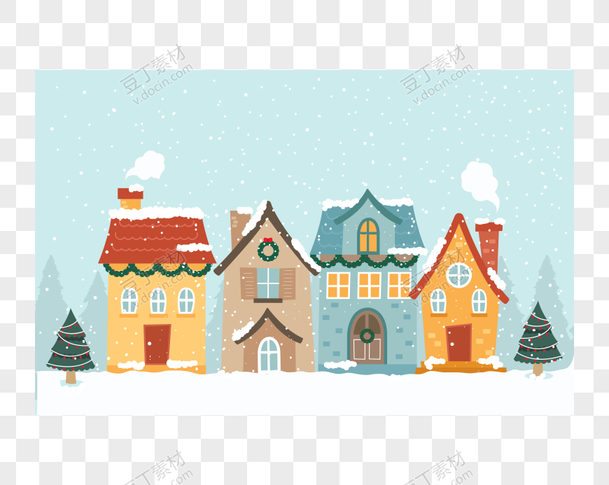 圣诞节卡通房子背景图片