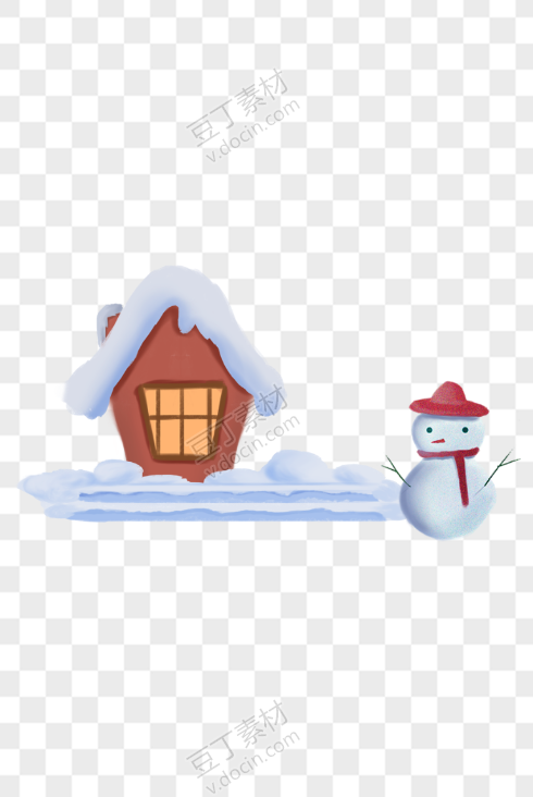 可爱雪人和房子