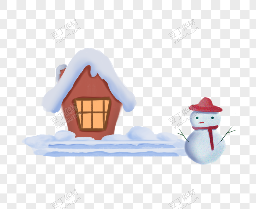 可爱雪人和房子