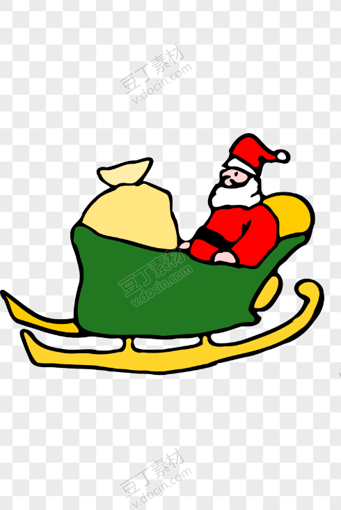卡通简化圣诞老人雪橇车