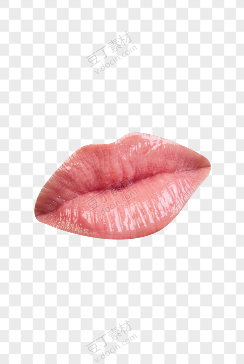 红色油亮女性唇釉嘴唇