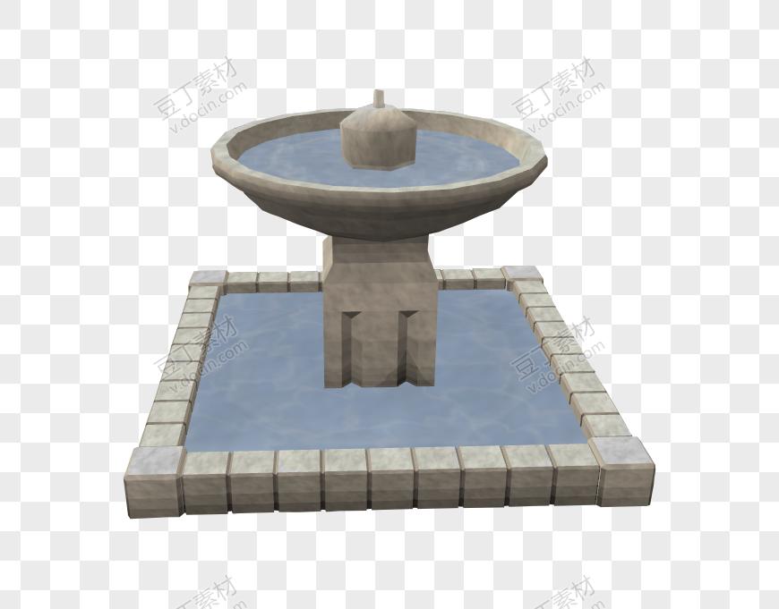 方形底座石雕景观喷泉