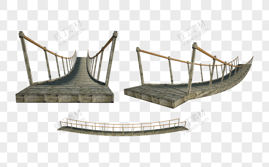 木质吊桥多方位图